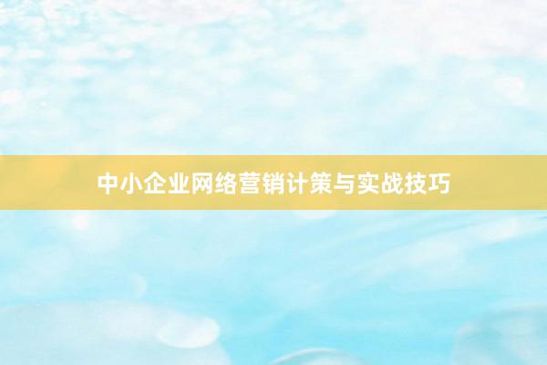中小企业网络营销计策与实战技巧